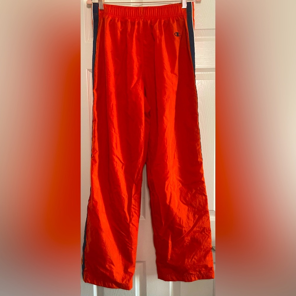 Vintage 90’s Champion Tear Away Track Pants Men's Size Medium Orange Poppers